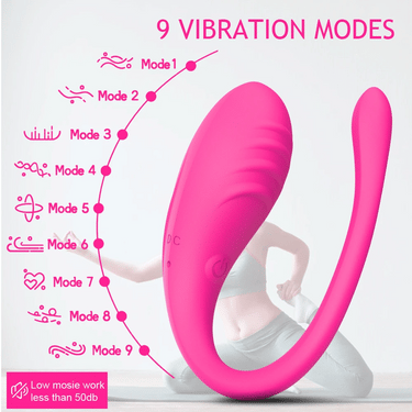 a woman is doing yoga with a large pink object